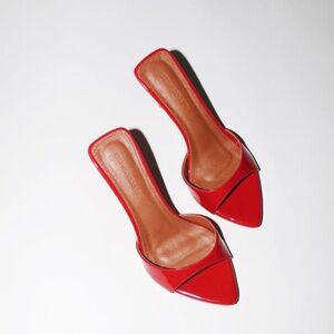 Cult of Coquette Zena Red Patent Vegan Mules- Brand New, Unworn, Size 10
